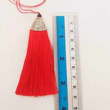 Red Tassels, Artificial Silk Tassel with Cone Cap, Earring Tassel
